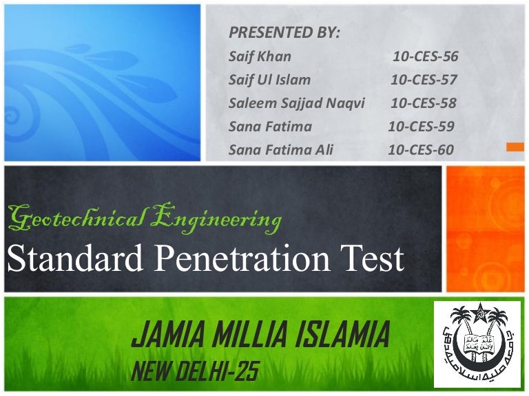 Geotechnical penetration standard test all does Did not geotechnical penetration standard test